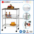 3 Tiers Chrome Metal Wire Panier de cuisine avec MDF Board